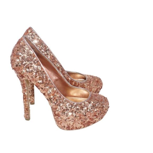 Bakers Melinaseqn Bronze Sequined Platform Pumps, Size 7 - Picture 9 of 10